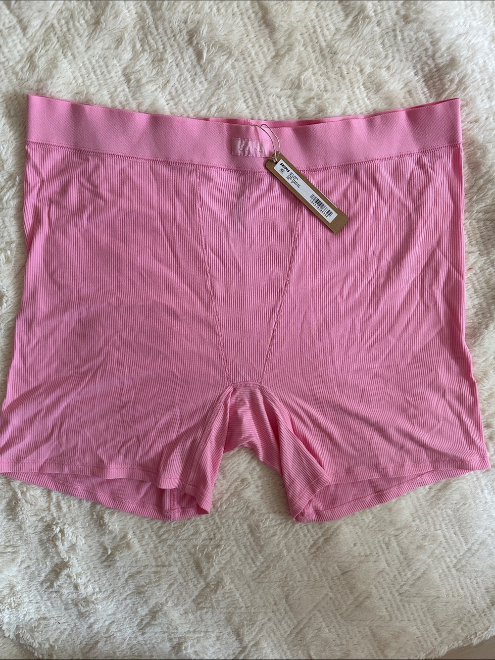 SKIMS Bubblegum Pink Ribbed Seamless Boxers NWT
